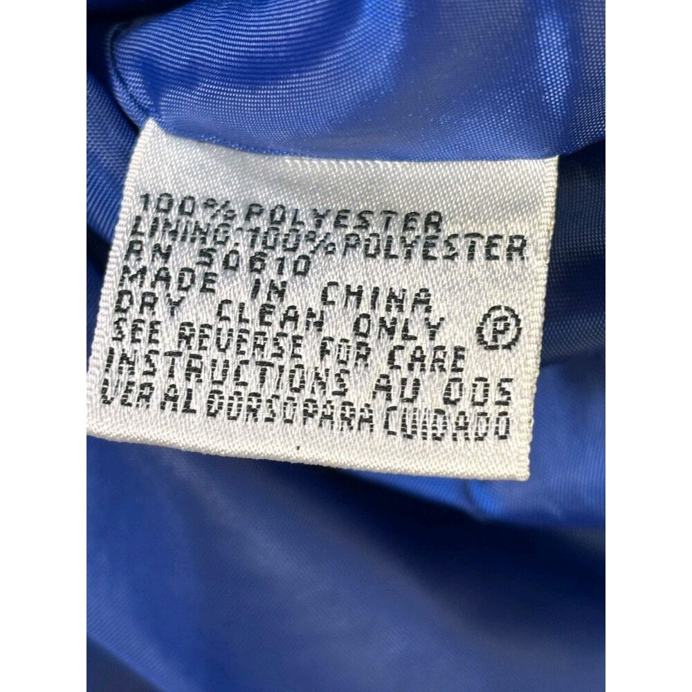 Le Suit Royal Blue Short Sleeved Jacket Womens Size 8 Button Front Collarless - Picture 5 of 7